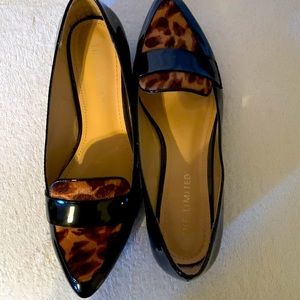 The Limited Faux Patent Leather with Suede Animal Print Loafer Sz 8M